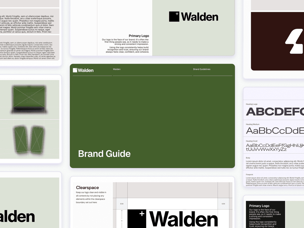 Showcase of pages from the 'Block' template