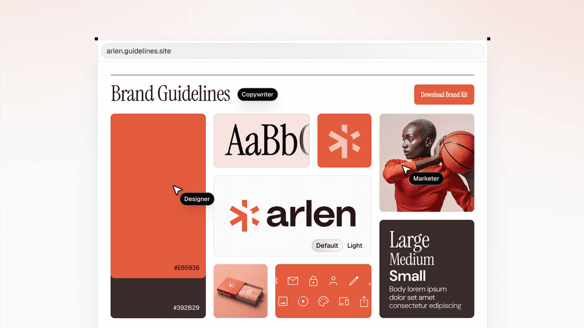 A call to action section with a radiating collection of brand assets